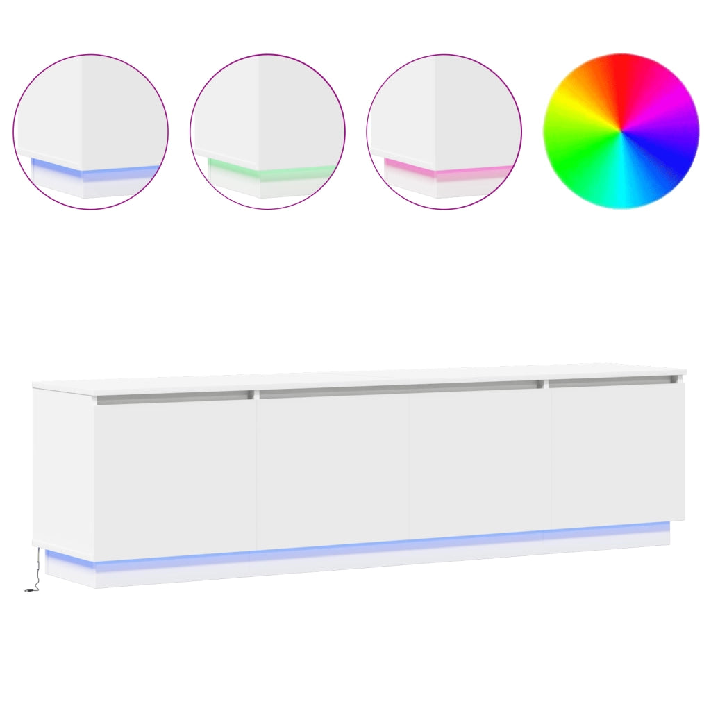 pensile TV  con LED Bianco 180x38x49 cm Legno ingegnerizzato