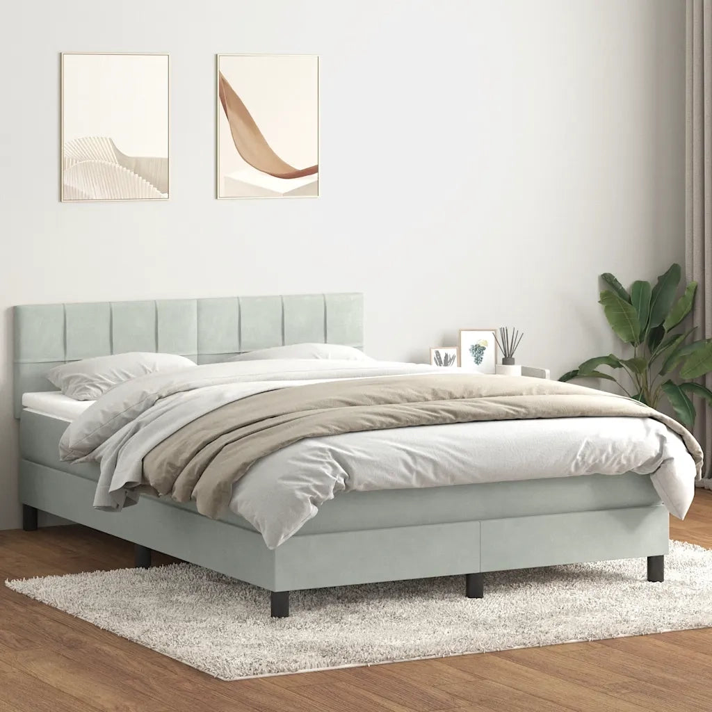 Giroletto a Molle con Materasso Grigio Chiaro 160x210cm Velluto 3316215