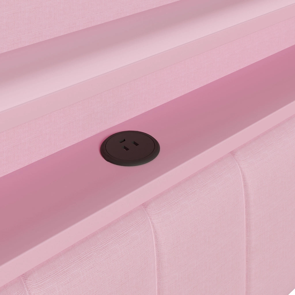LETTO Giornaliero 140x200 cm Rosa con letto estraibile, USB, LED e scrittoio