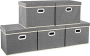 Opacchi stivatori con coperchio, grandi contenitori per armadio, stanza dei bambini, cassetti con coperchio per l'organizzazione di casa e ufficio, 5 pezzi, nero