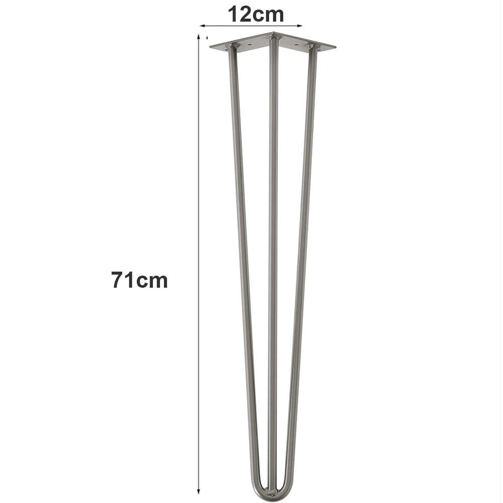 Set 4 Gambe Piedi Tavolo Pranzo Scrivania 71cm Metallo Design Moderno Grigio