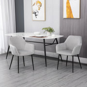 Sedia da pranzo set da 2 con schienale e braccioli imbottiti moderno gambe in acciaio grigio chiaro 54 × 57 × 80 cm