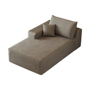 Divano angolare reversibile modulare con chaise longue senza montaggio in tessuto a coste cammello
