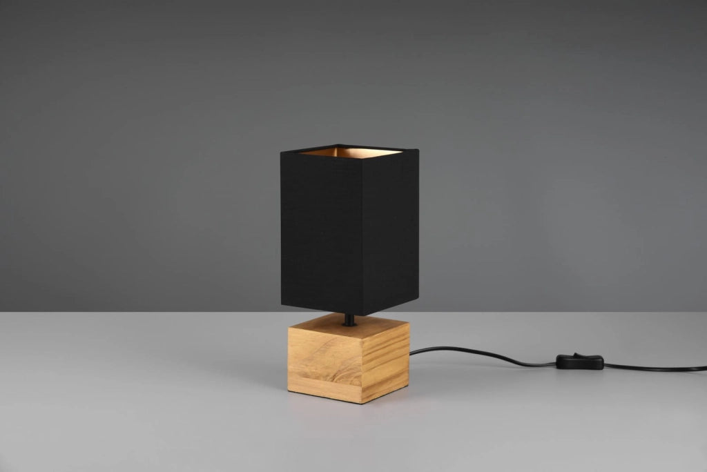 Lampada da tavolo Woody legno chiaro nero E14 RL 30cm