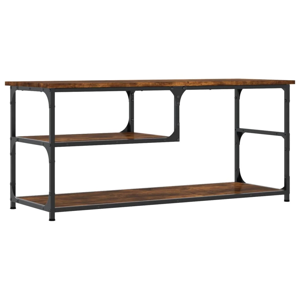 Mobile TV multimediale scaffale TV credenza mobile TV sala da pranzo soggiorno camera da letto rovere affumicato 103 x 38 x 46,5 cm legno ingegnerizzato e acciaio marrone 02_0027309