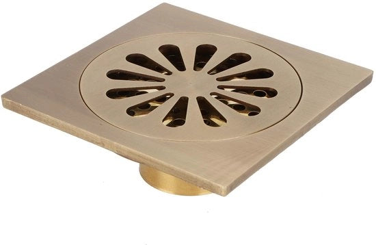 Accessorio per doccia a scarico antico in rame a forma quadrata con copertura rimovibile - 3,9 pollici - accessorio per la camera da bagno - installazione di scarico per pavimento