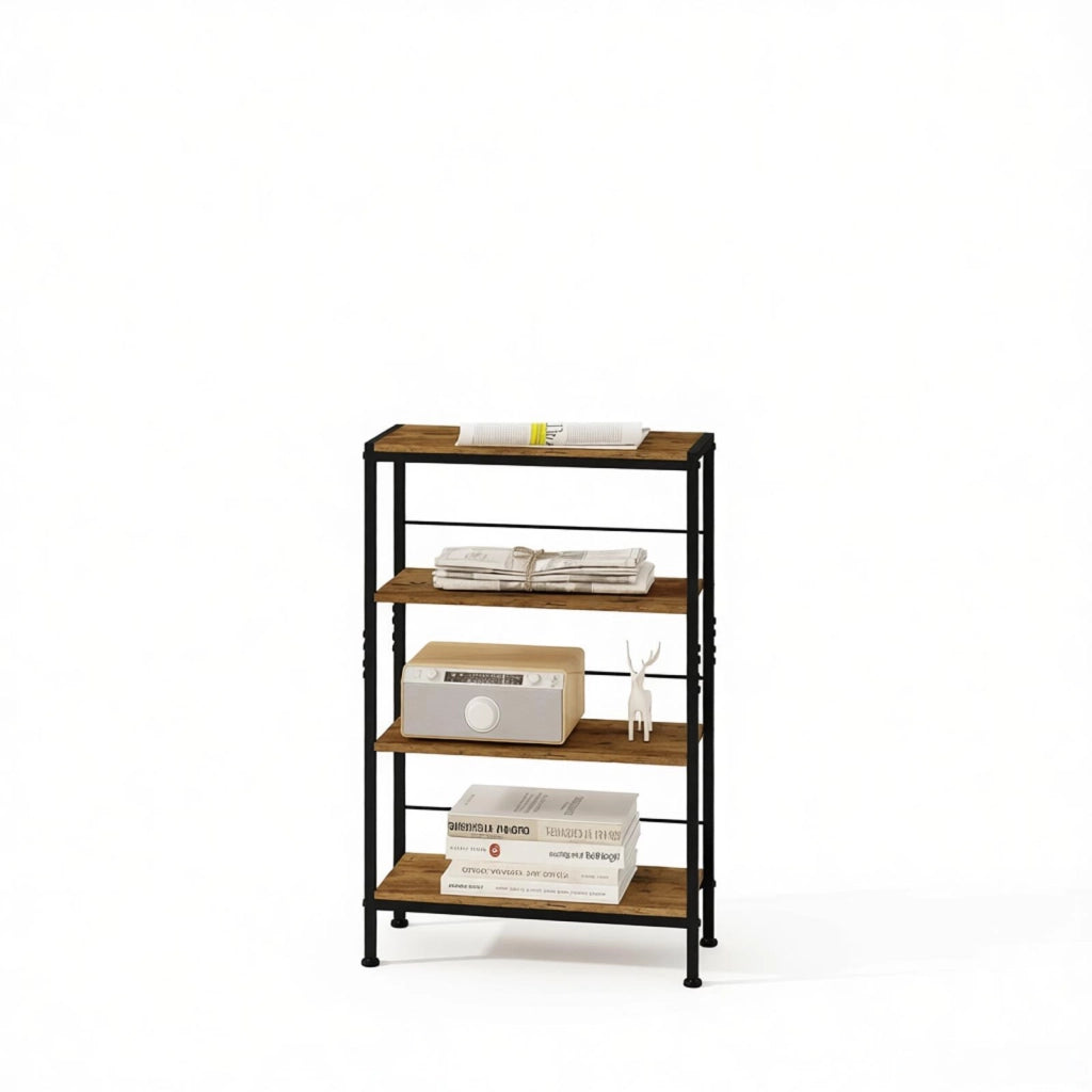 SCAFFALE Autoportante 50 x 78 x 20 cm Nero/Marrone in MDF e metallo