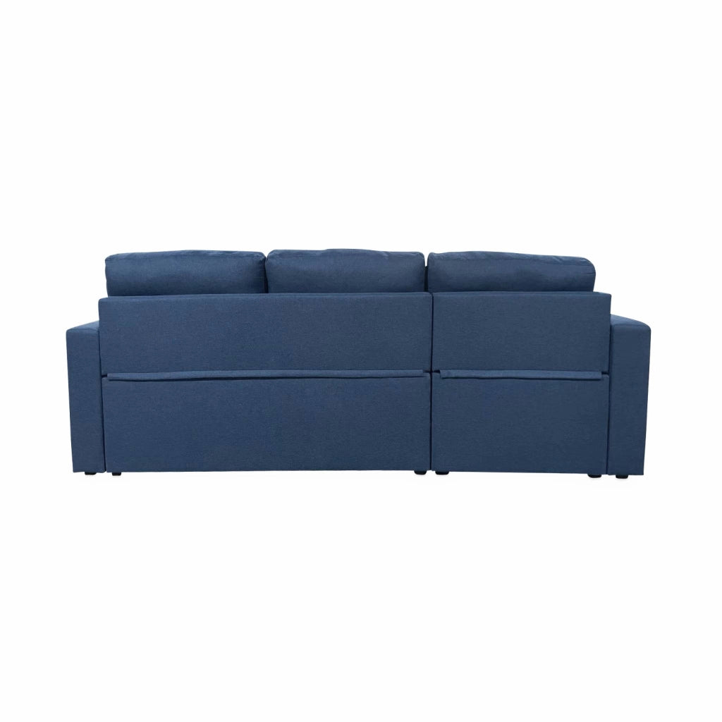 Divano letto angolare reversibile con contenitore, 3 posti, blu