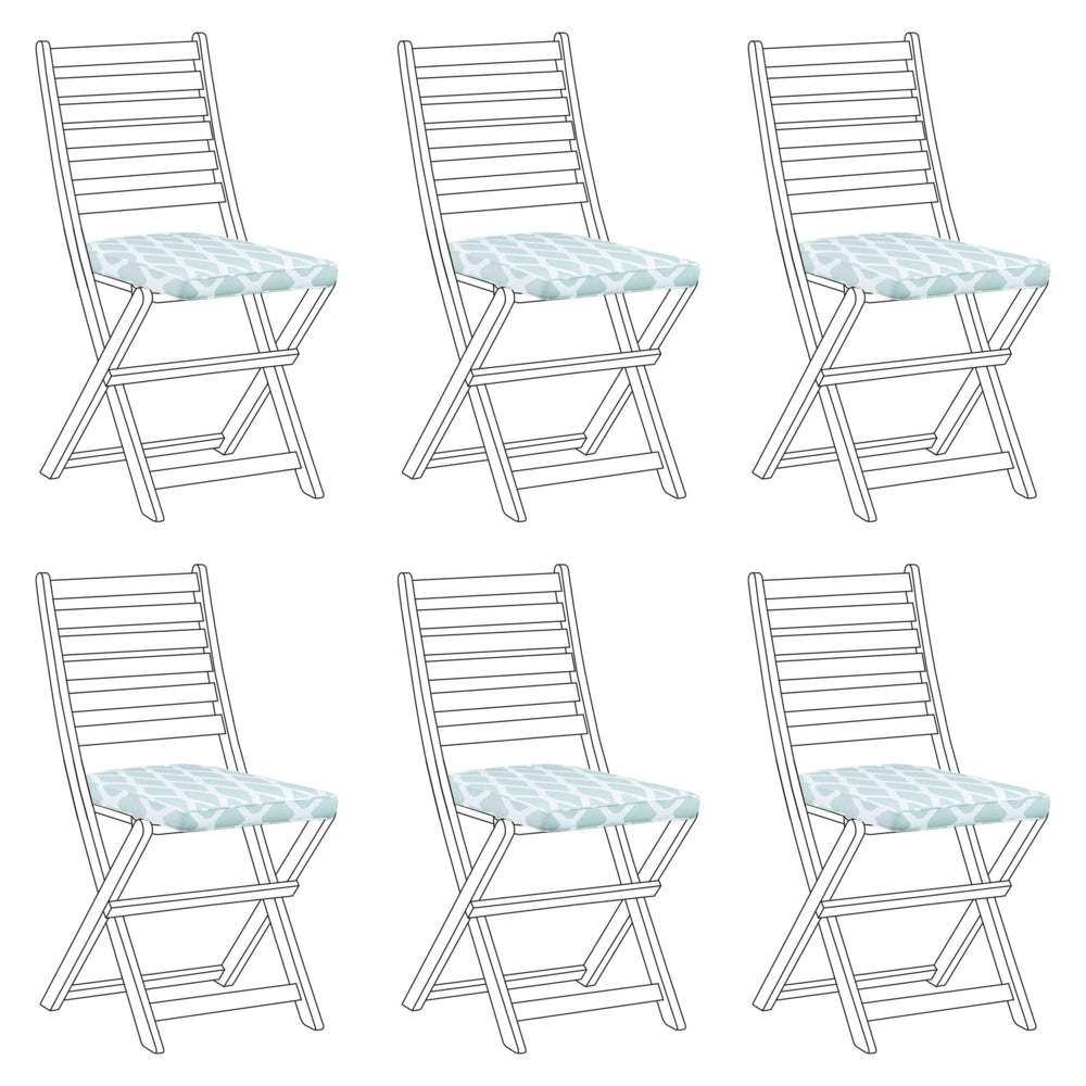 Set di 6 cuscini per sedie da esterno verde menta e bianco 31 x 39 cm giardino terrazzo tessuto resistente