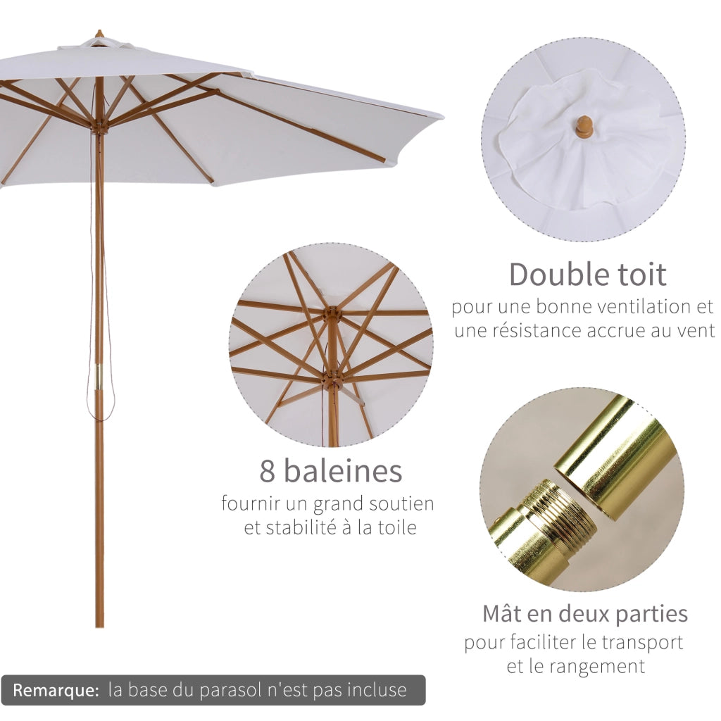 Ombrellone da giardino esterno doppio tetto in legno poliestere ¨C zephmum ¨C bianco ?300x250cm