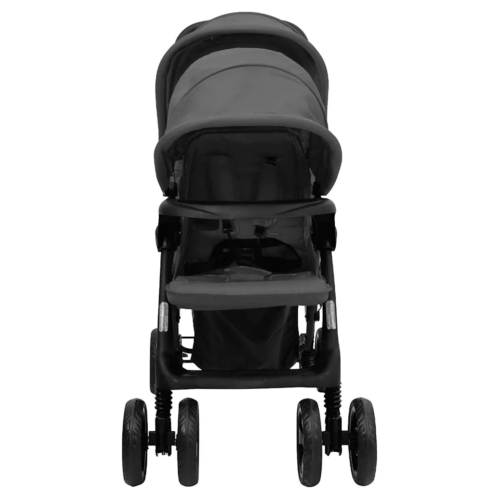 Passeggino Gemellare a Tandem Grigio Scuro in Acciaio 10348