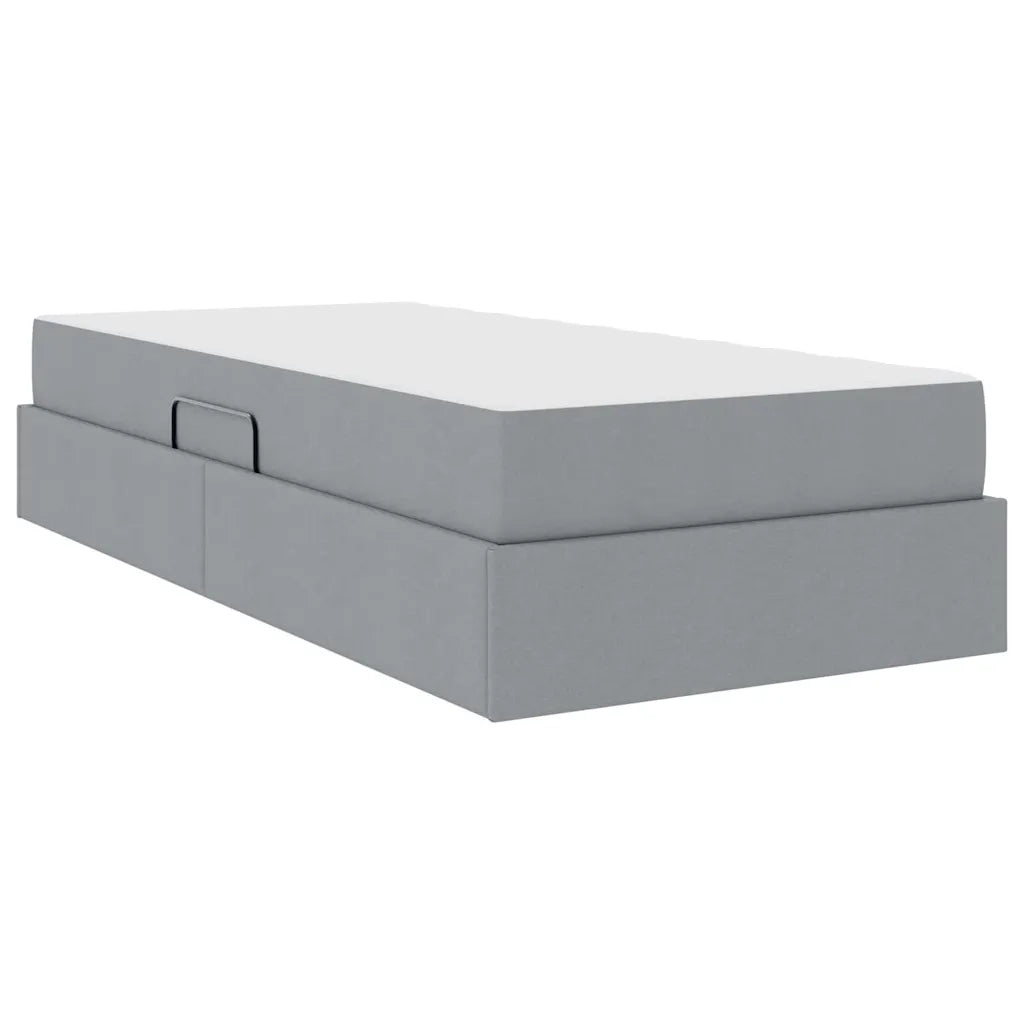 Letto con contenitore e materasso Grigio chiaro 90 x 190 cm