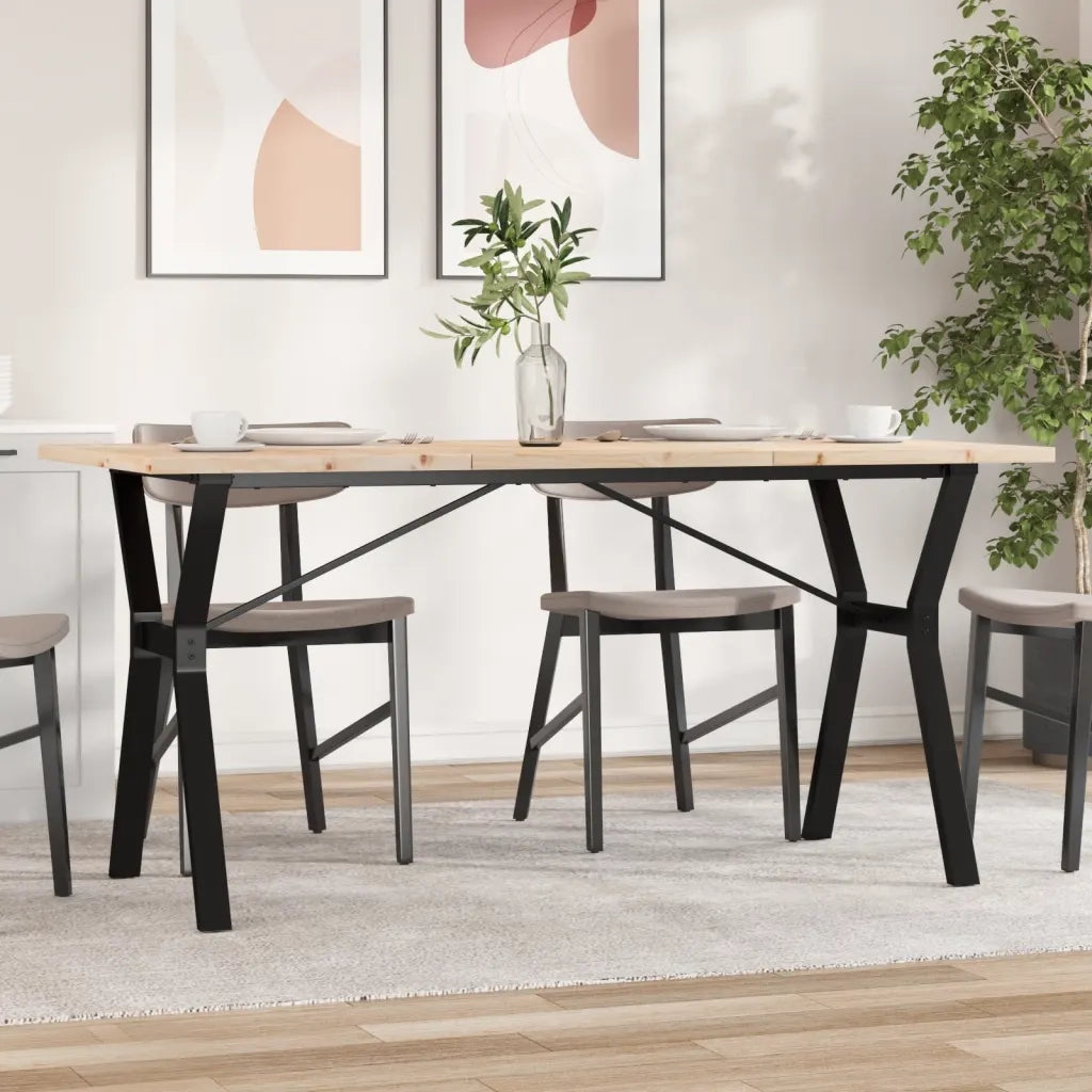 Tavolo da Pranzo Telaio a Y 140x80x75,5 cm Legno Pino e Acciaio