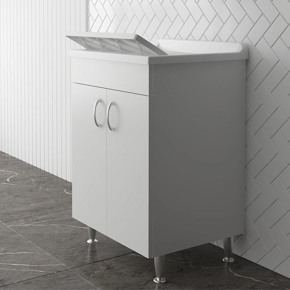 Mobile lavatoio 60 x 50 in legno con asse e kit di scarico incluso Fedra