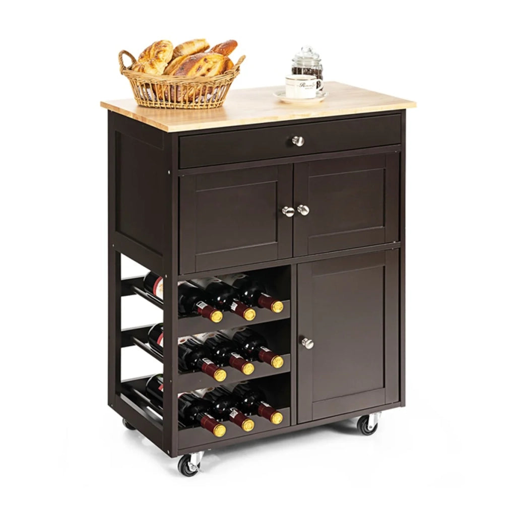 Carrello da cucina/carrello di servizio con ruote 67 x 37 x 86,5 cm con spazio di archiviazione ottimale design moderno MDF marrone 20_0011644