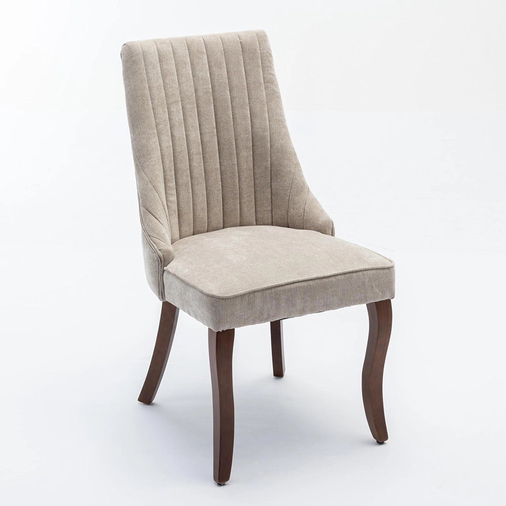 Set 2 sedie Channel - Xylo - tessuto floqué beige gambe legno curvate