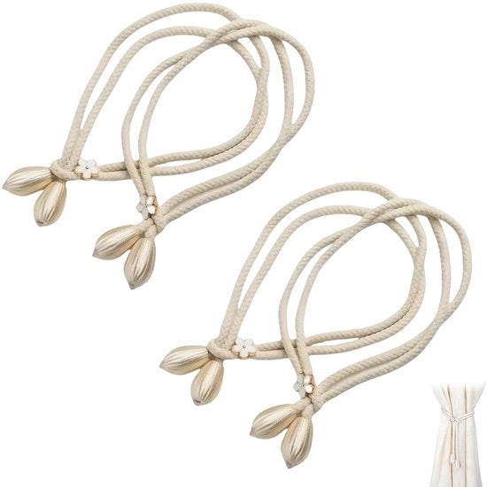 Set di supporti per tende da 4 pezzi bianchi 50cm corda mano a mano cotone poliestere per soggiorno camera da letto cucina senza forare decorativo e regolabile
