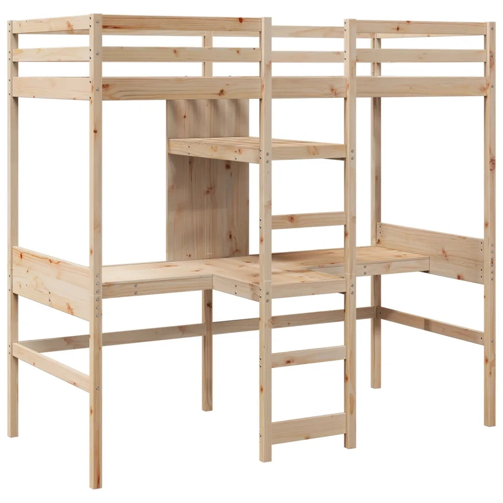 Letto singolo | Letto per adulti | Giroletto Soppalco senza Materasso 75x190cm Legno Massello Pino