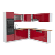 Vicco Cucina angolare completa Rosso lucido/bianco 247 x 60 cm , PL Rovere