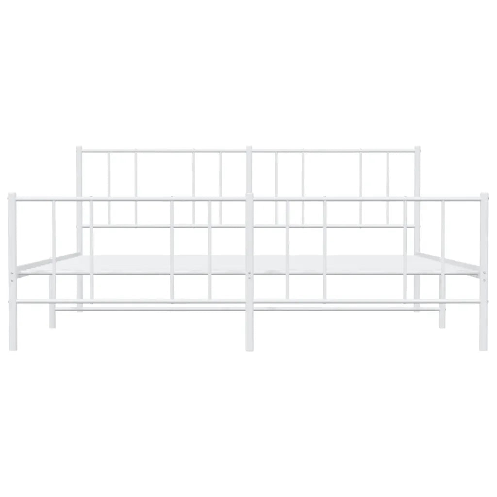 Letto matrimoniale | Letto per adulti | Giroletto con Testiera e Pediera Metallo Bianco 183x213 cm