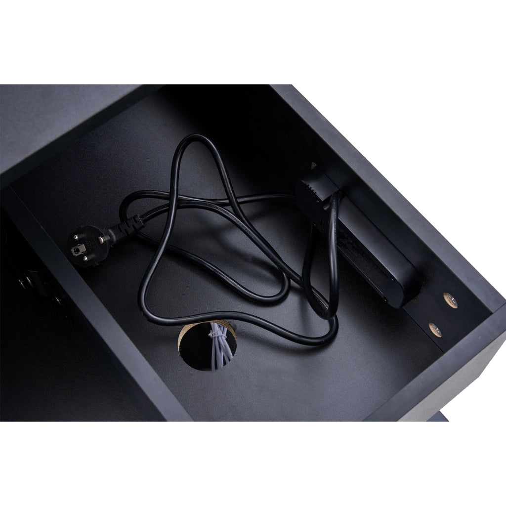 TAVOLINO da caffè alzabile 100x50x42 cm con LED e prese UE nero in truciolare