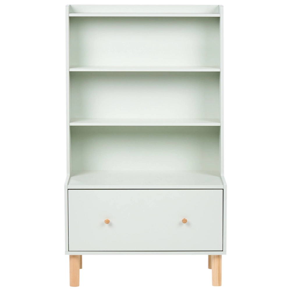 Libreria a 3 ripiani verde chiaro gambe in legno di pino MDF contenitore per sala giochi camera dei bambini