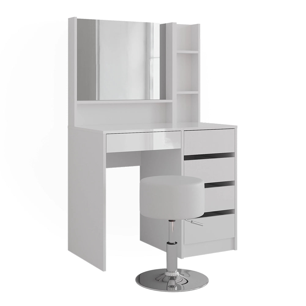 Vicco Tavolo da toeletta Bianco/bianco lucido 89.8 cm 4 parti