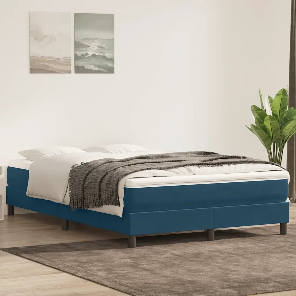 Giroletto a Molle senza Materasso Blu Scuro 140x210 cm Velluto