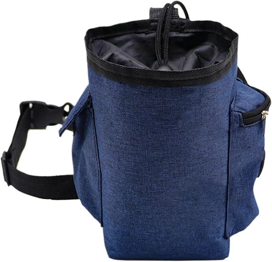Tas di allenamento per cani - Tas per snack di cani - Sacca di arrampicata - Sacca con cinturino regolabile e tasca a zip, borsa di stoccaggio, borsa con chiusura a cordino per adulti - Marine