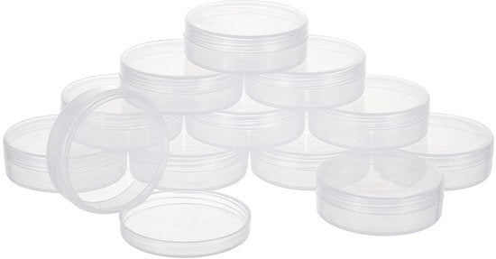 Contenitori di archiviazione trasparenti da 20 pezzi - Cilindrici con coperchi a vite - Dimensioni 5,5 x 1,8 cm - Contenitori di archiviazione per gioielli e perle