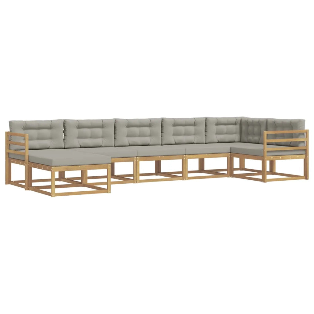 Set di divani da esterno 7 pcs Bianco e Grigio Chiaro
