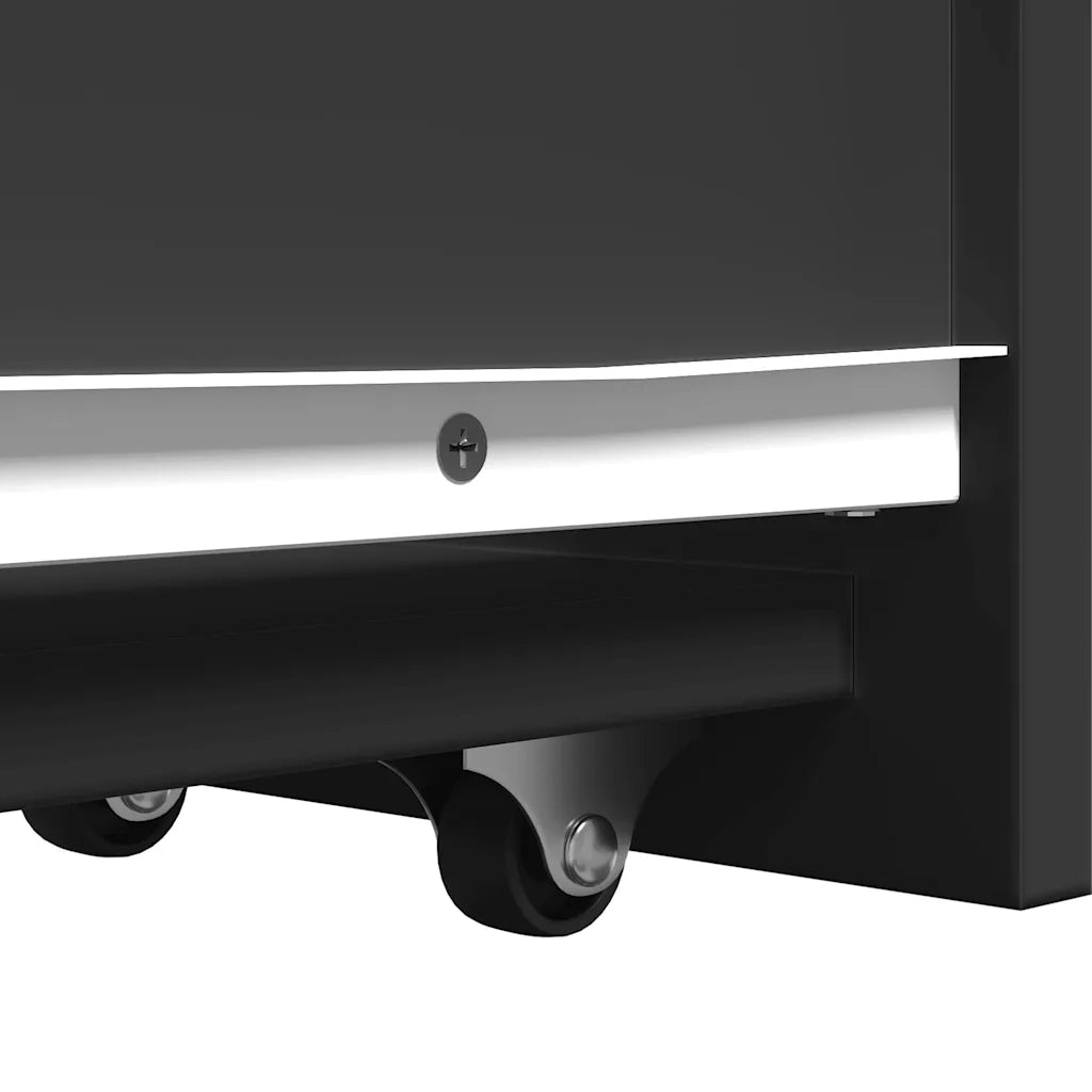 Armadietto da Bagno Stretto con Ruote Nero in Truciolato
