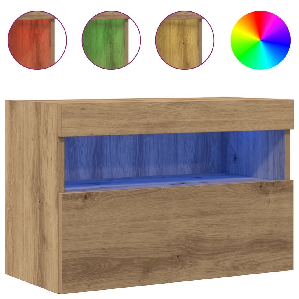 Armadi per TV  con luci LED 2 pz Rovere Artigianale 60x30x40 cm