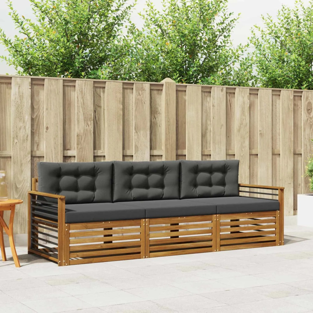 Set di divani da esterno con cuscino 3 pcs Naturale e Antracite