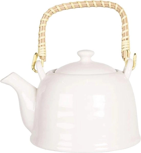 Teapot con Filtro 600 ml Bianco Porcellana - Infusore per 3-4 Tazze - Ideale Regalo di Madre