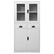 Armadio per Ufficio Grigio Chiaro 90x40x180 cm Acciaio e Vetro 336422