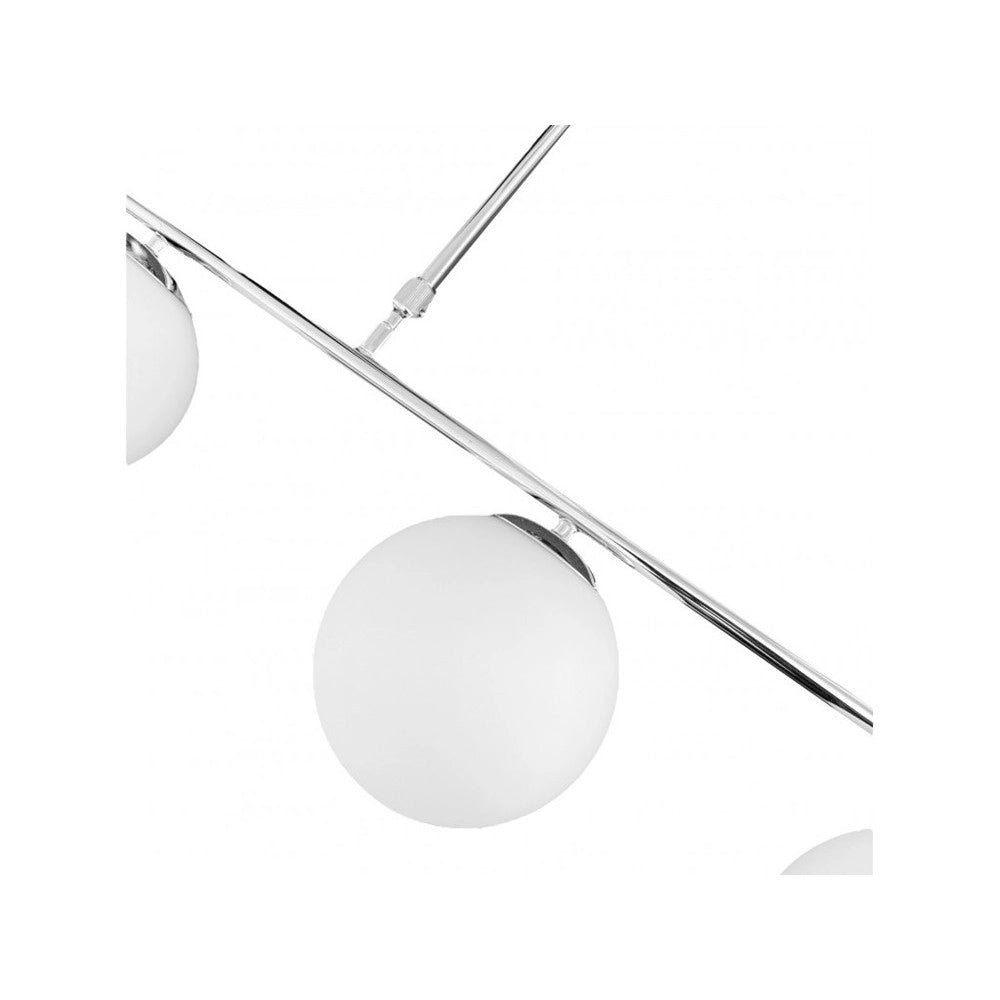 Trade Shop - Lampadario A Sospensione Argento Con 4 Sfere Bolle Bianche In Vetro Attacco G9 33924 -