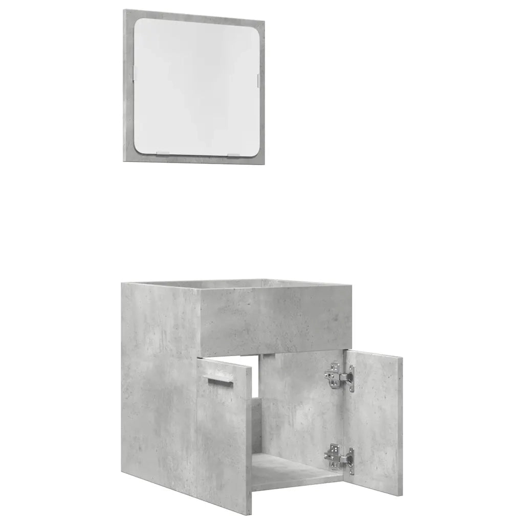 Set Mobili da Bagno | Armadio da bagno 2 pz Grigio Cemento in Legno Multistrato