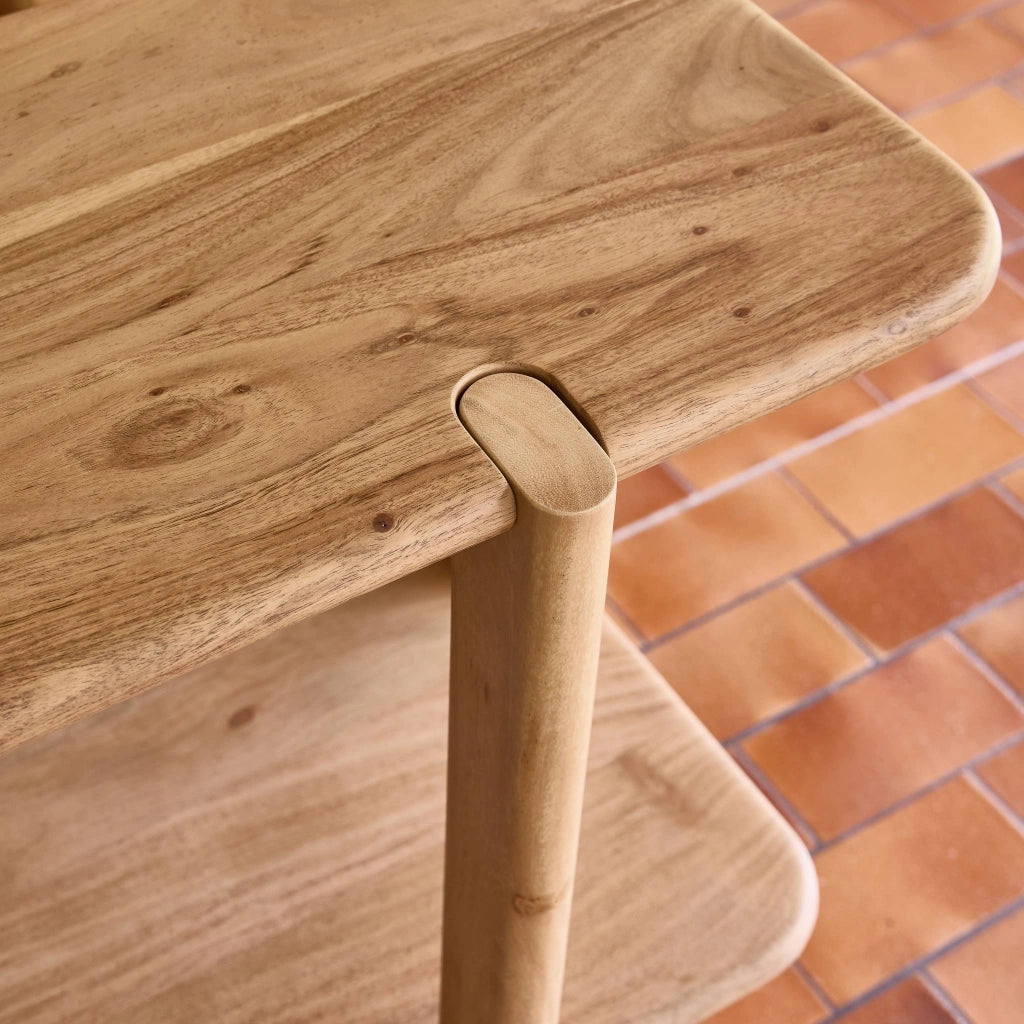 Consolle esotica in legno di acacia con 1 ripiano, marrone naturale