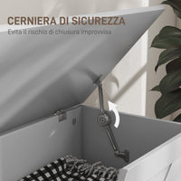 Cassapanca con Cerniere di Sicurezza Contenitore Capacità 127L 100x40x45cm in Legno Bianco