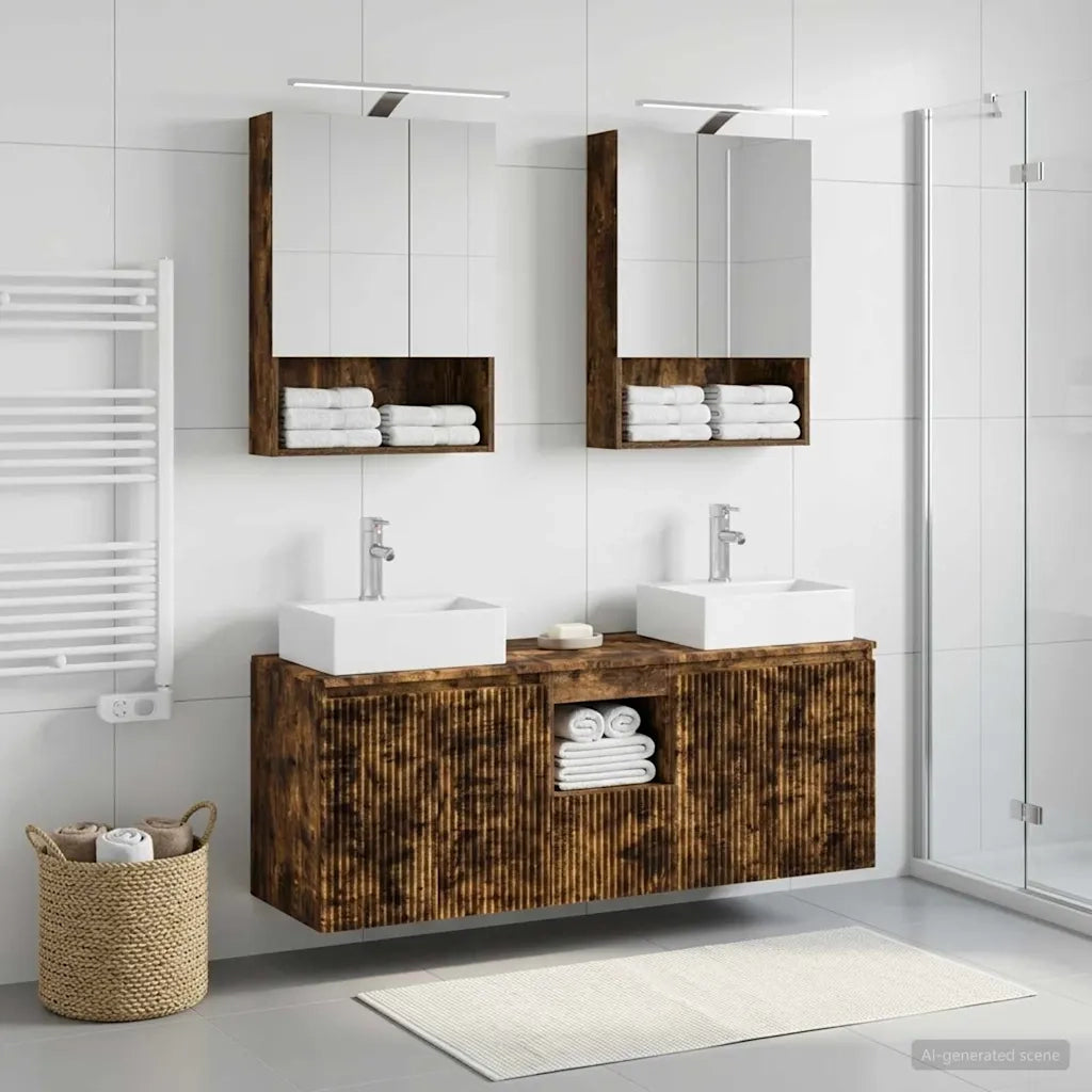 Set di Armadi da Bagno 5 pcs Rovere Fumo Legno ingegnerizzato 3406403