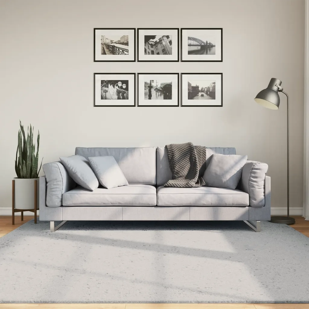 Tappeto del soggiorno | Tappeto a Pelo Corto HUARTE Morbido e Lavabile Grigio 200x200cm