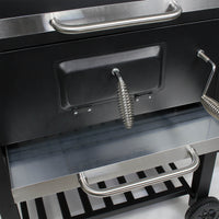 Barbecue a carbone carrellato con coperchio termometro altezza carbone regolabile BBQ a carrello