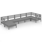 Set Salotto da Giardino 7 pz | Set di Mobili da Esterno in Legno Massello di Pino Grigio