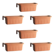 Rondine 50 - set di 6 balconiere da 50cm con agganci regolabili e riserva d'acqua Terracotta