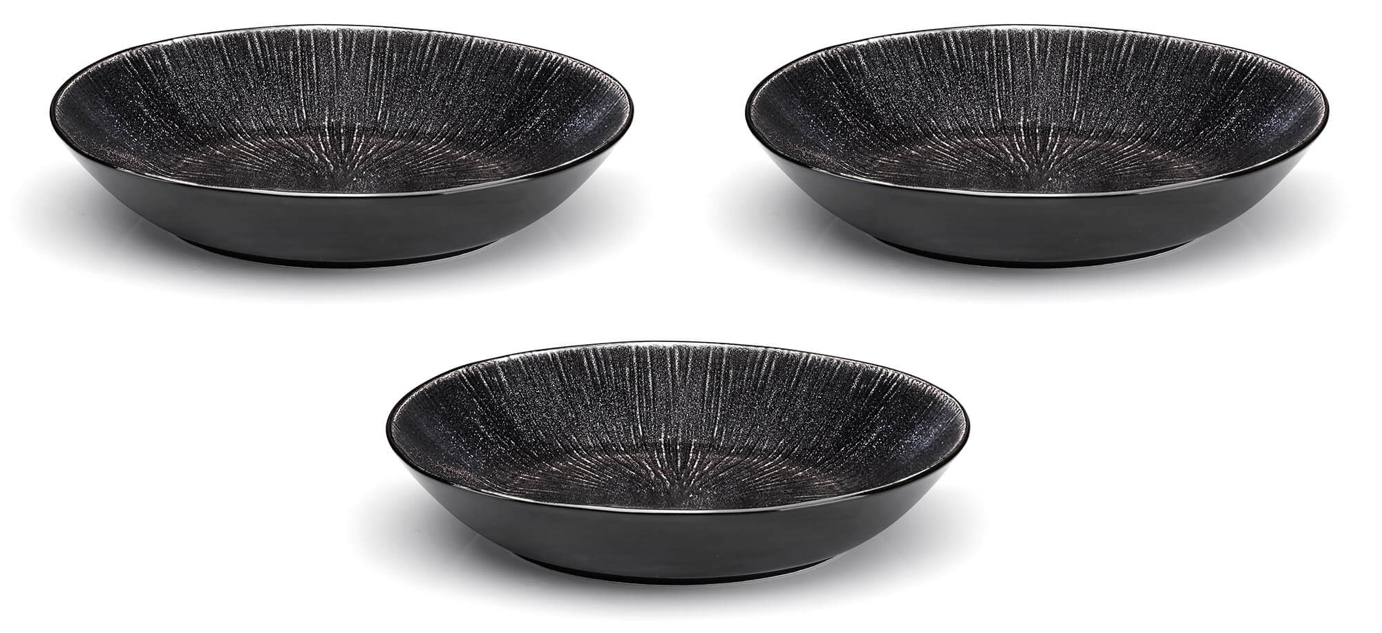 Set 3 Insalatiere Ø27,5 cm in Gres Kaleidos Sirius Nere
