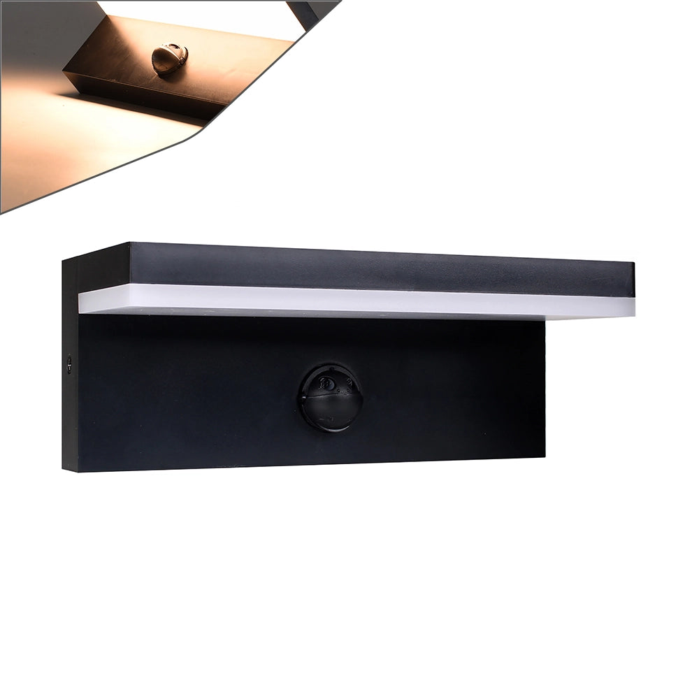 APPLIQUE LED DA ESTERNO CON SENSORE DI MOVIMENTO PIR LUCE CALDA 3000K IMPERMEABILE DESIGN MODERNO