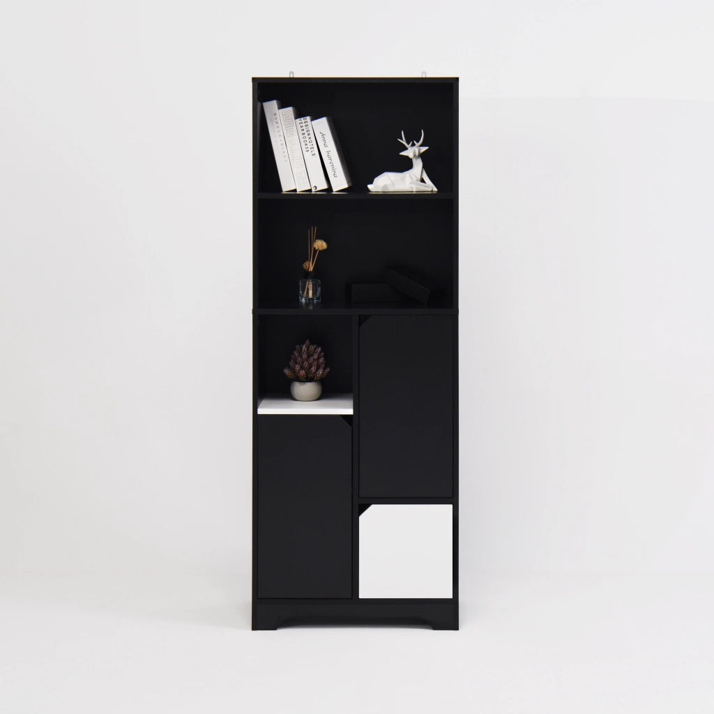 Libreria Multifunzione con Ante e Cassetti ¨C Xylo ¨C Bianco e Nero