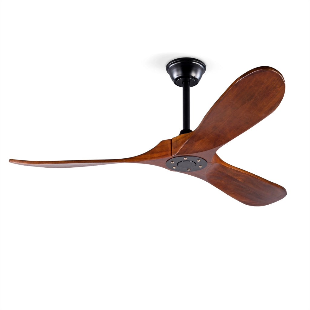 Ventilatore a soffitto senza luce a 6 velocità con telecomando motore DC reversibile nero e noce scuro