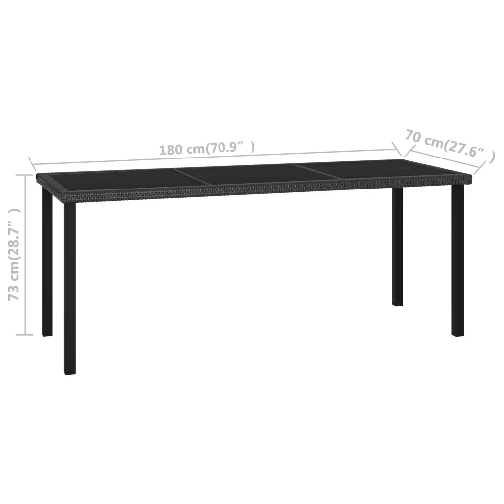 Tavolo da Pranzo da Giardino Nero 180x70x73 cm in Polyrattan 315116